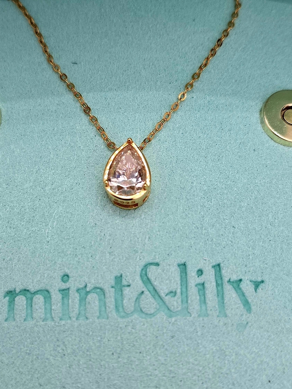 Mint And Lily 18k Gold Over 925 Sterling Teardrop Necklace with Clear Cz